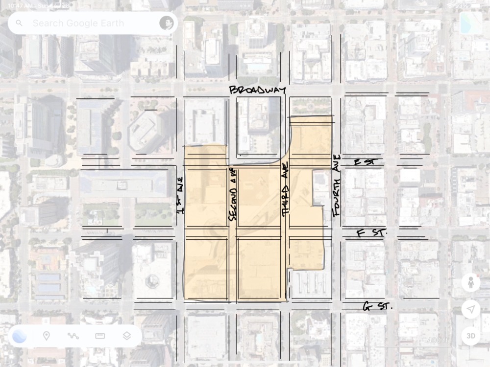 Slide 2 - The streets closed to make Horton Plaza